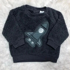 PL Baby Sweatshirt Rocket Ship Fuzzy Blue  Size 0-3 Months
